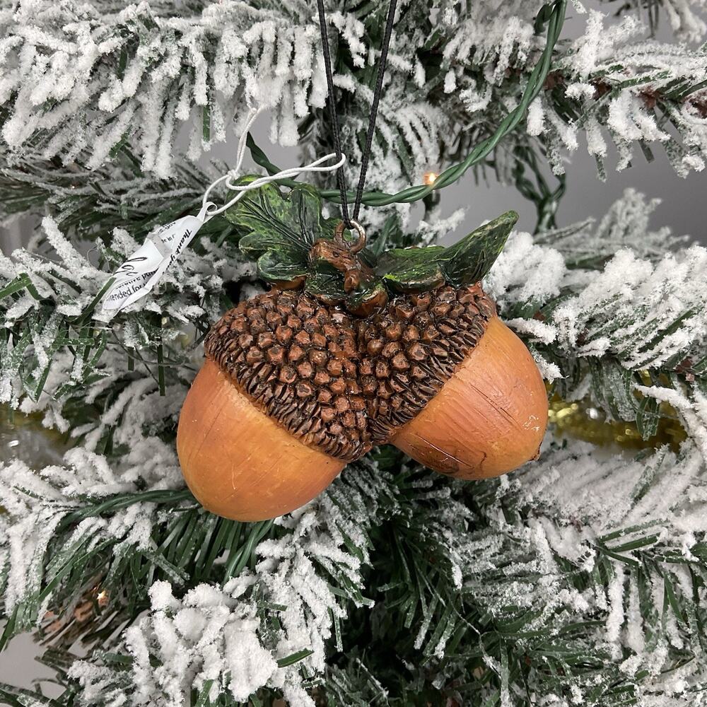 Christmas Tree Ornament-Two Acorns With Leaves-The Bridge Collection